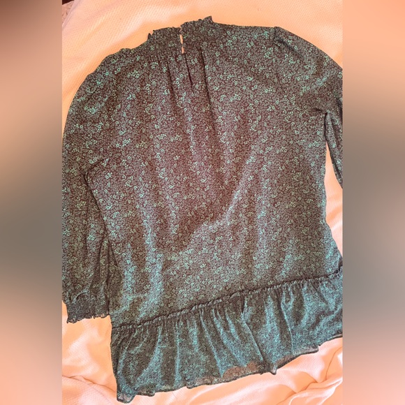 J. CREW Green & Black Floral Long Sleeve Knee Length Dress - Picture 9 of 13